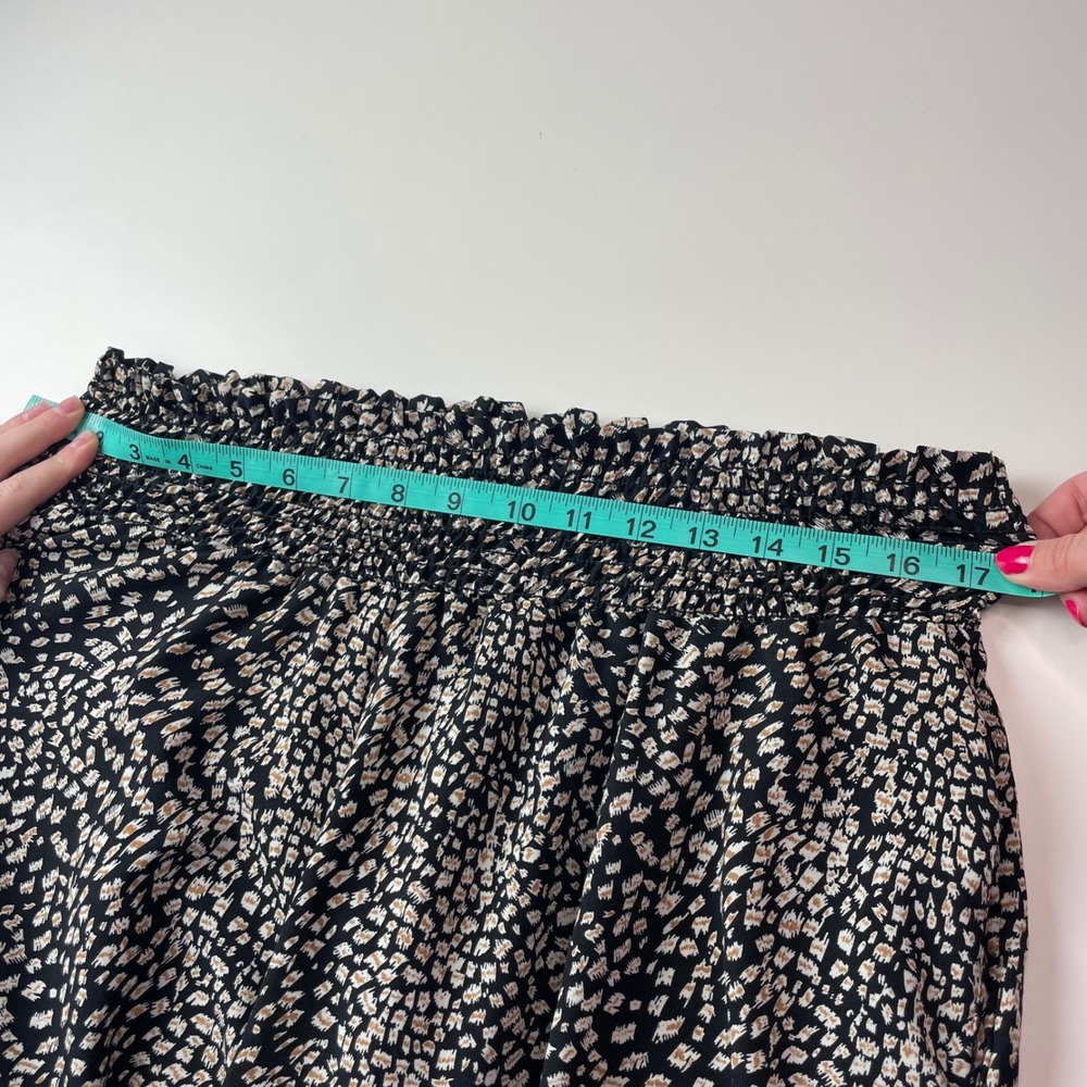 Bucketlist Smocked Waist Harem Pants Small Black Tan Leopard Print Boho Draped - Picture 5 of 11
